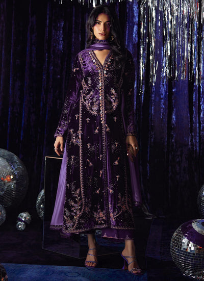 3 Piece Stitched Velvet Suit - Ready To Wear