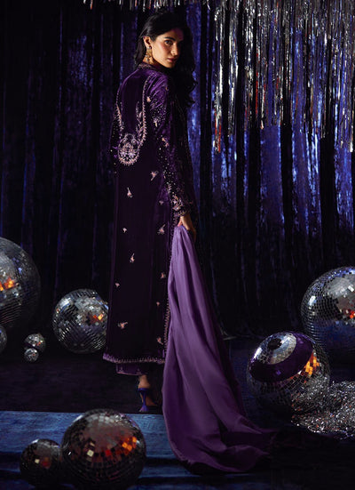 3 Piece Stitched Velvet Suit - Ready To Wear