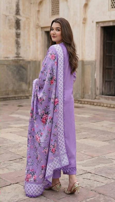 03-Piece Chikankari Embroidered Suit - Ready To Wear