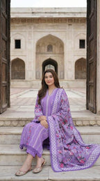 03-Piece Chikankari Embroidered Suit - Ready To Wear