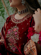 3 Piece Stitched Velvet Suit - Ready To Wear