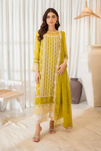 3 Piece Stitched Chiffon Embroidery Suit - Ready To Wear