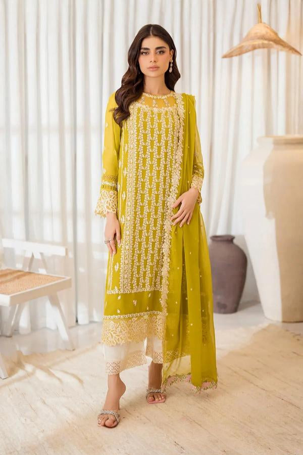 3 Piece Stitched Chiffon Embroidery Suit - Ready To Wear