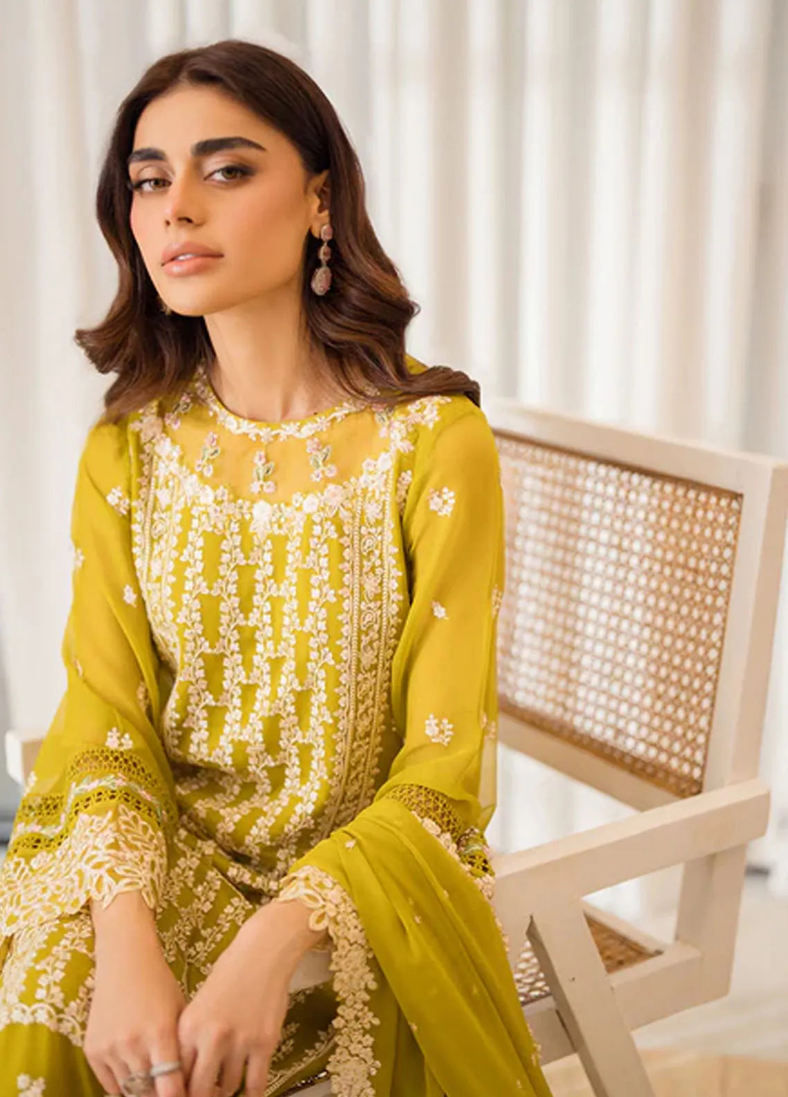 3 Piece Stitched Chiffon Embroidery Suit - Ready To Wear