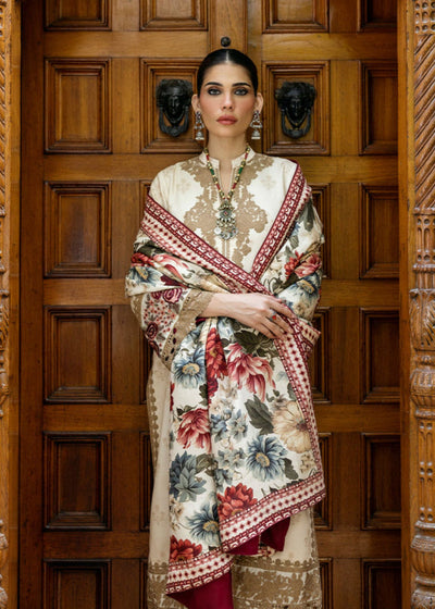3 Piece Stitched Women's Embroidery Lawn Suit - Ready To Wear