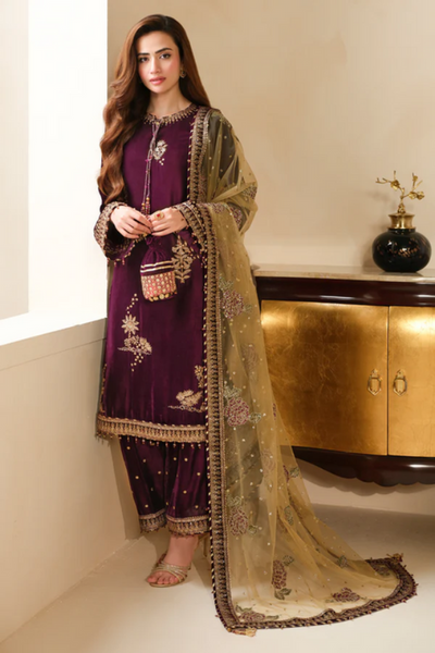 3 Piece Stitched Luxury Velvet Suit - Ready To Wear