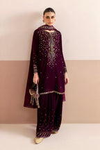 3 Piece Stitched Velvet Embroidered Suit - Ready To Wear