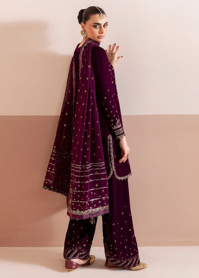 3 Piece Stitched Velvet Embroidered Suit - Ready To Wear