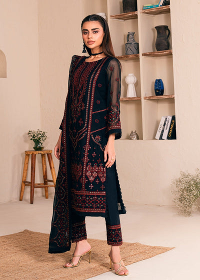 3 Piece Stitched Chiffon Embroidery Suit - Ready To Wear
