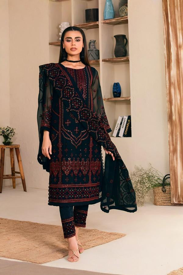 3 Piece Stitched Chiffon Embroidery Suit - Ready To Wear
