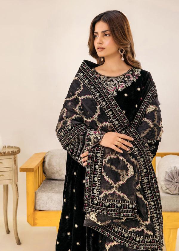 3 Piece Stitched Velvet Suit - Ready To Wear