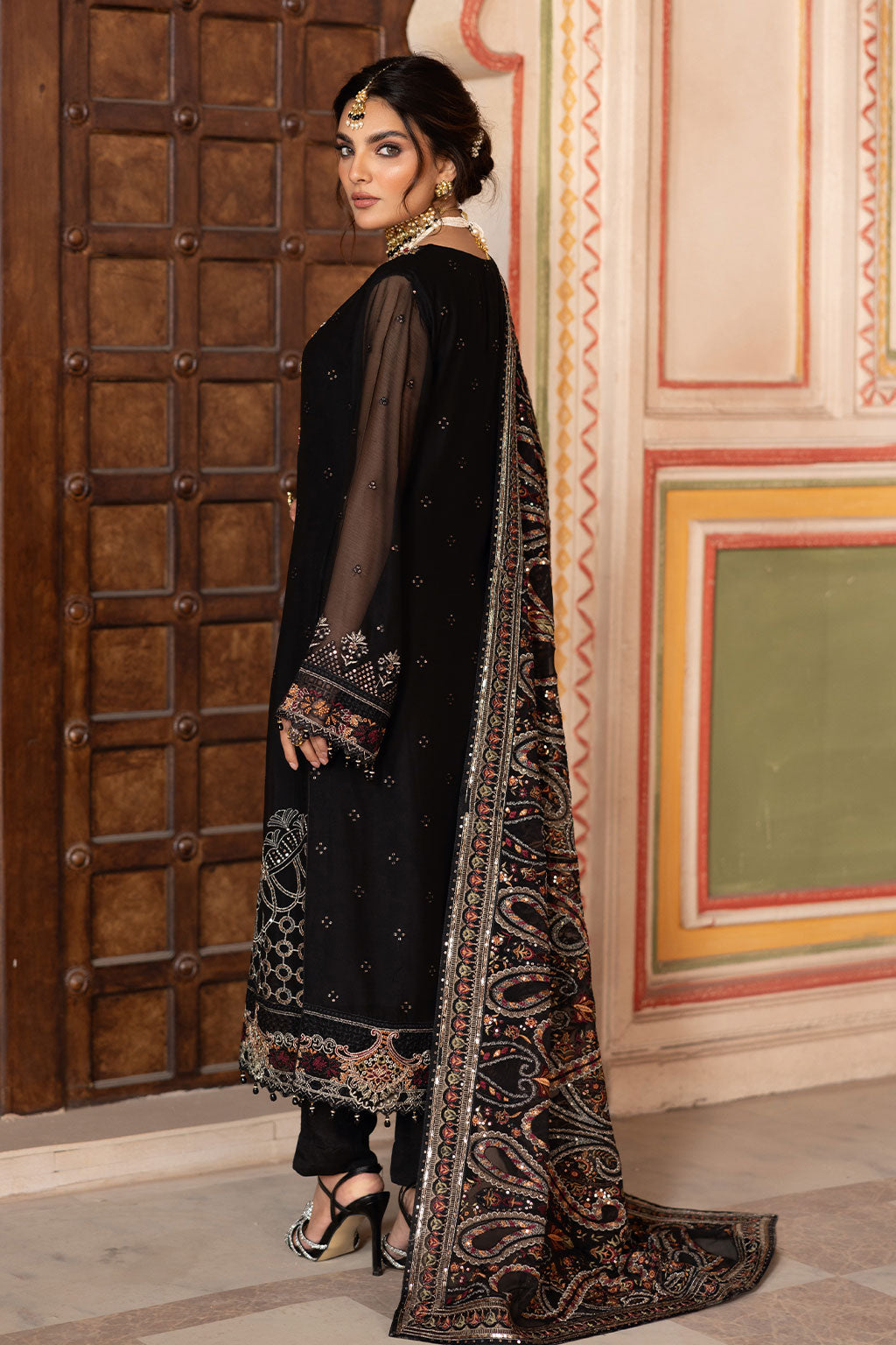 3 Piece Stitched Chiffon Suit - Ready To Wear