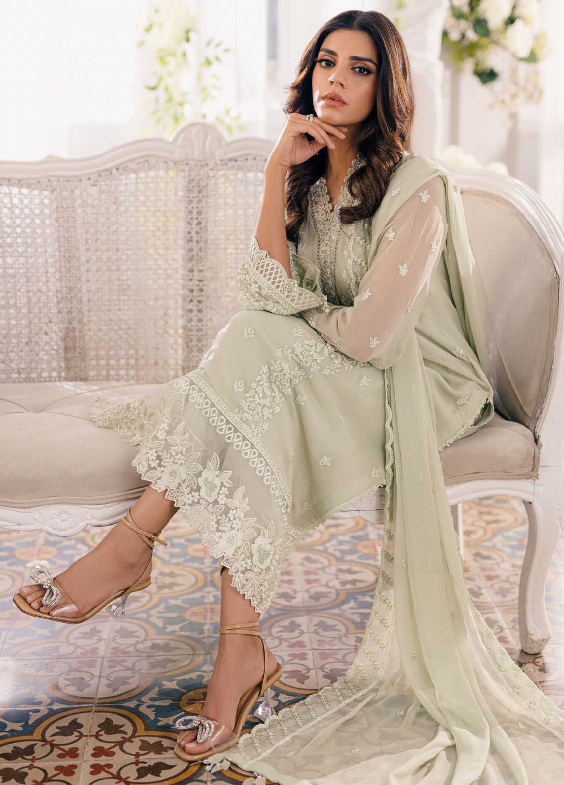 3 Piece Stitched Chiffon Suit - Ready To Wear