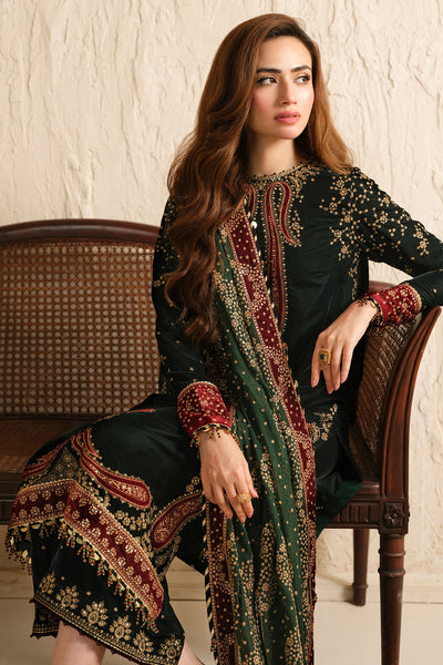 3 Piece Stitched Luxury Velvet Suit - Ready To Wear