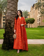 Sunset Coral - 3 Piece Embroidered Suit | Ready To Wear