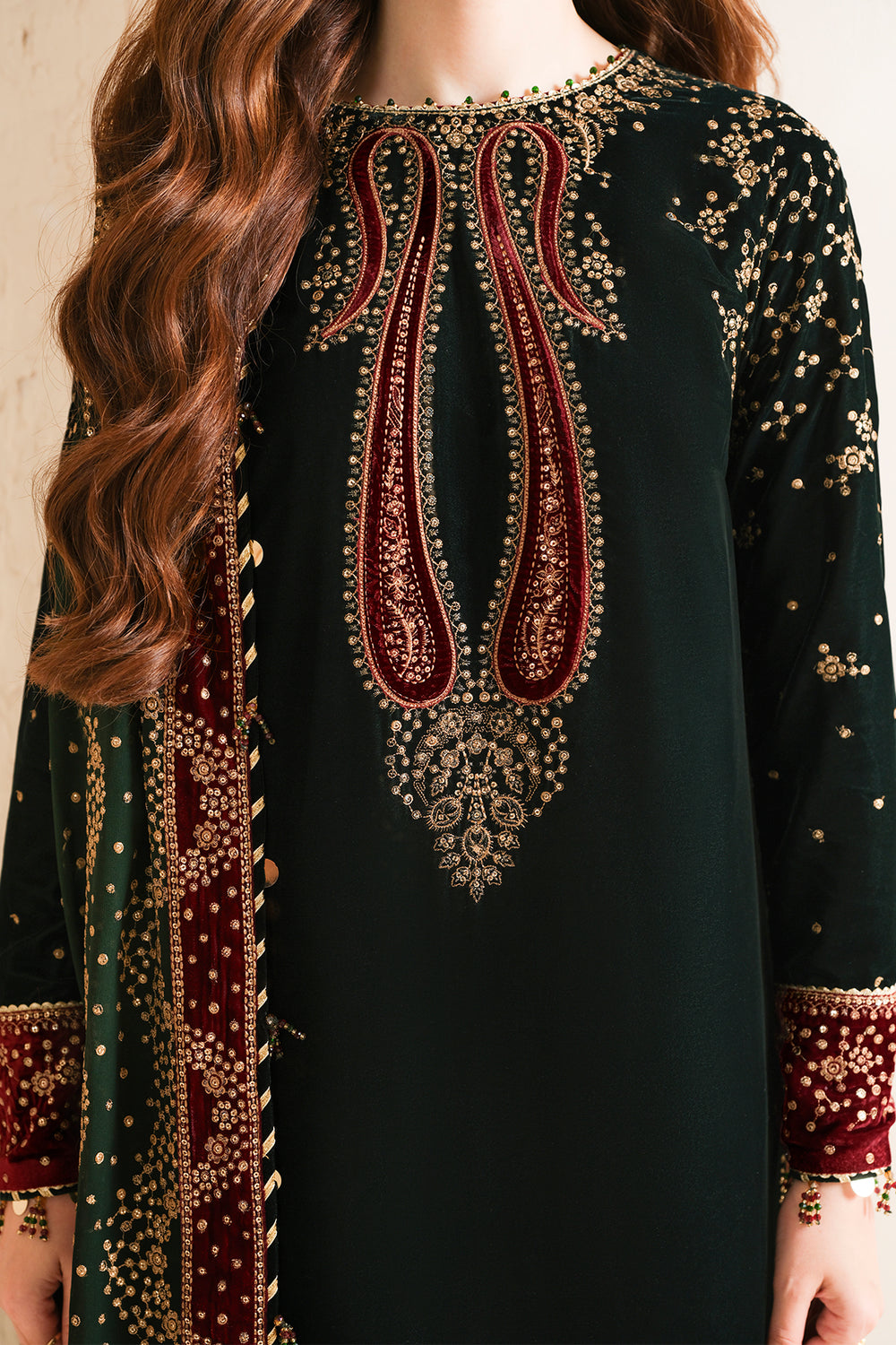 3 Piece Stitched Luxury Velvet Suit - Ready To Wear