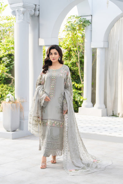 3 Piece Stitched Chikankari Embroidery Suit - Ready To Wear