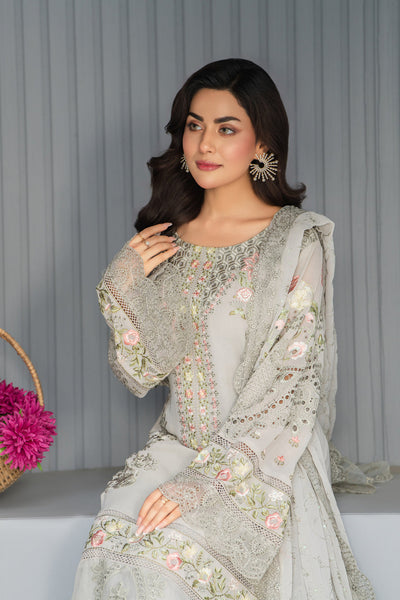 3 Piece Stitched Chikankari Embroidery Suit - Ready To Wear