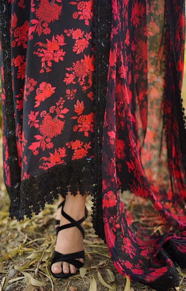 3 Piece Stitched Printed Lawn Suit - Ready To Wear