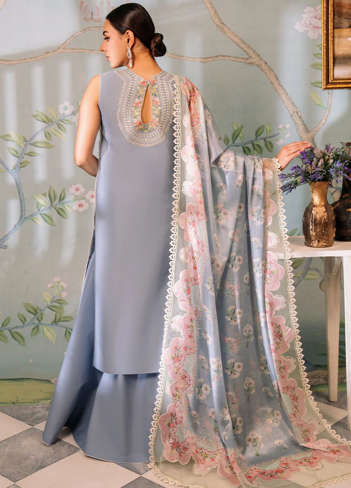3 Piece Stitched Embroidered Lawn Suit - Ready To Wear