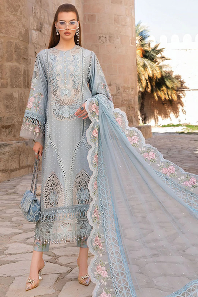 03-Piece Chikankari Suit With Embroidery | Ready To Wear