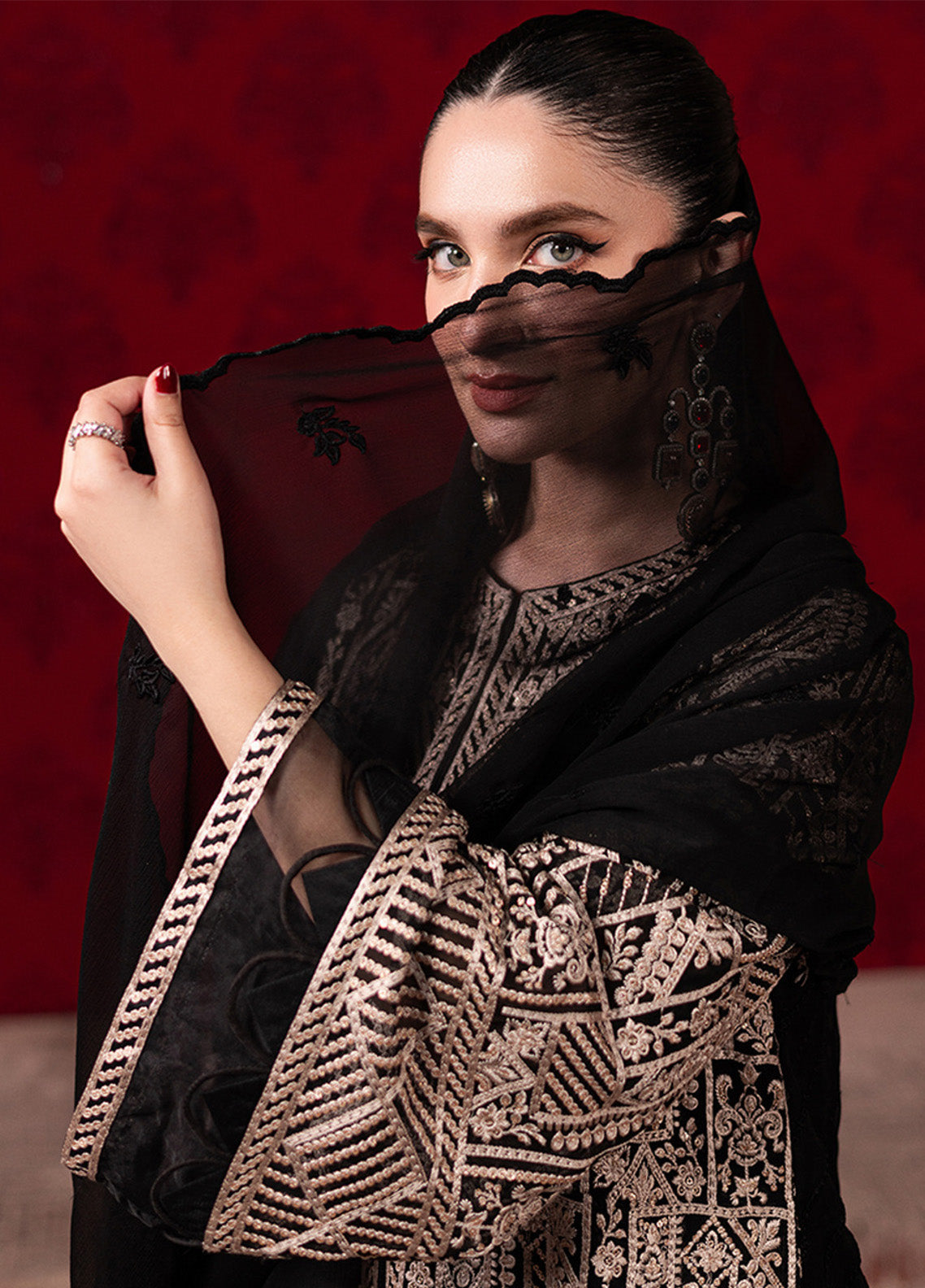 3 Piece Stitched Chiffon Suit - Ready To Wear