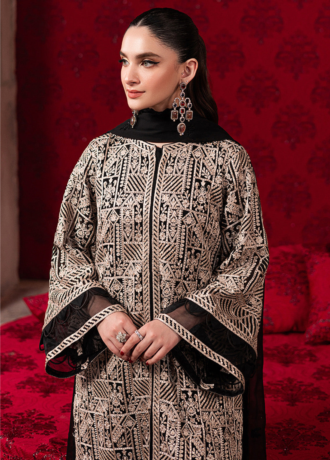 3 Piece Stitched Chiffon Suit - Ready To Wear