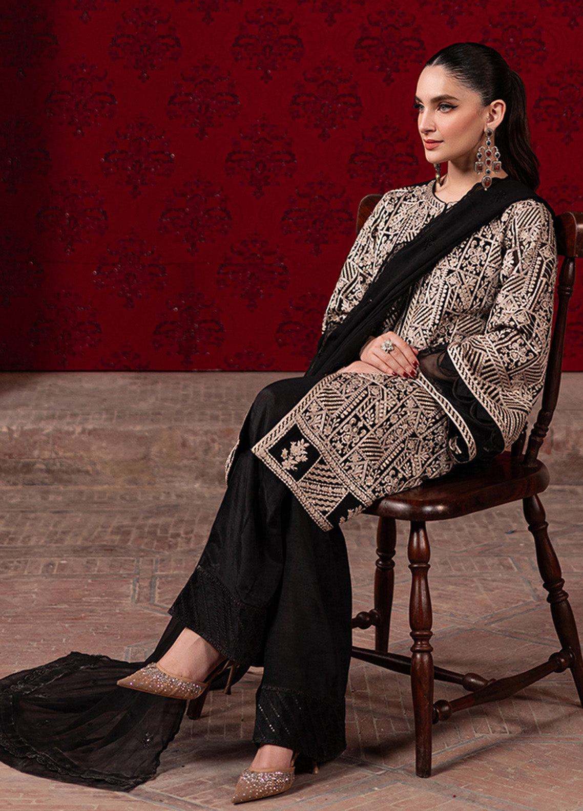 3 Piece Stitched Chiffon Suit - Ready To Wear