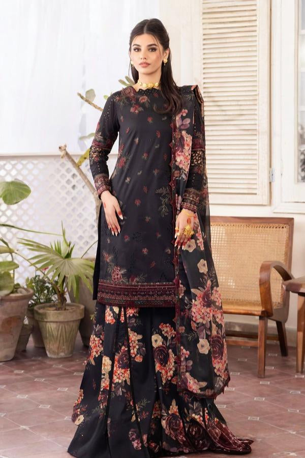 3 Piece Stitched Embroidered Chikankari Suit - Ready To Wear