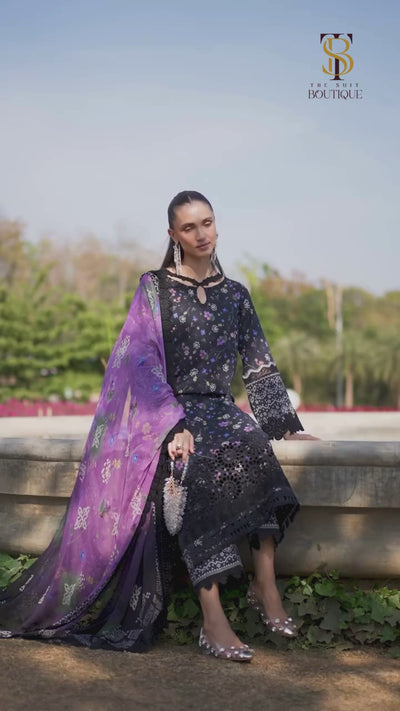 3 Piece Stitched Lawn Suit - Ready To Wear