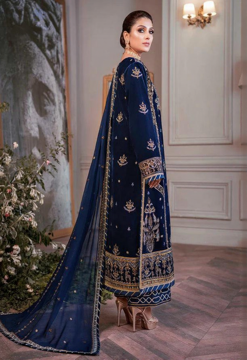 3 Piece Stitched Embroidered Velvet Suit - Ready To Wear