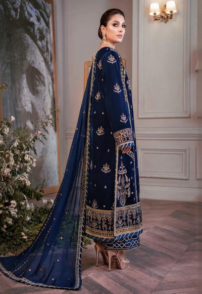 3 Piece Stitched Embroidered Velvet Suit - Ready To Wear