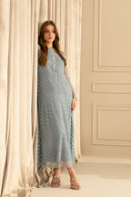 3 Piece Stitched Net Silk Suit - Ready To Wear