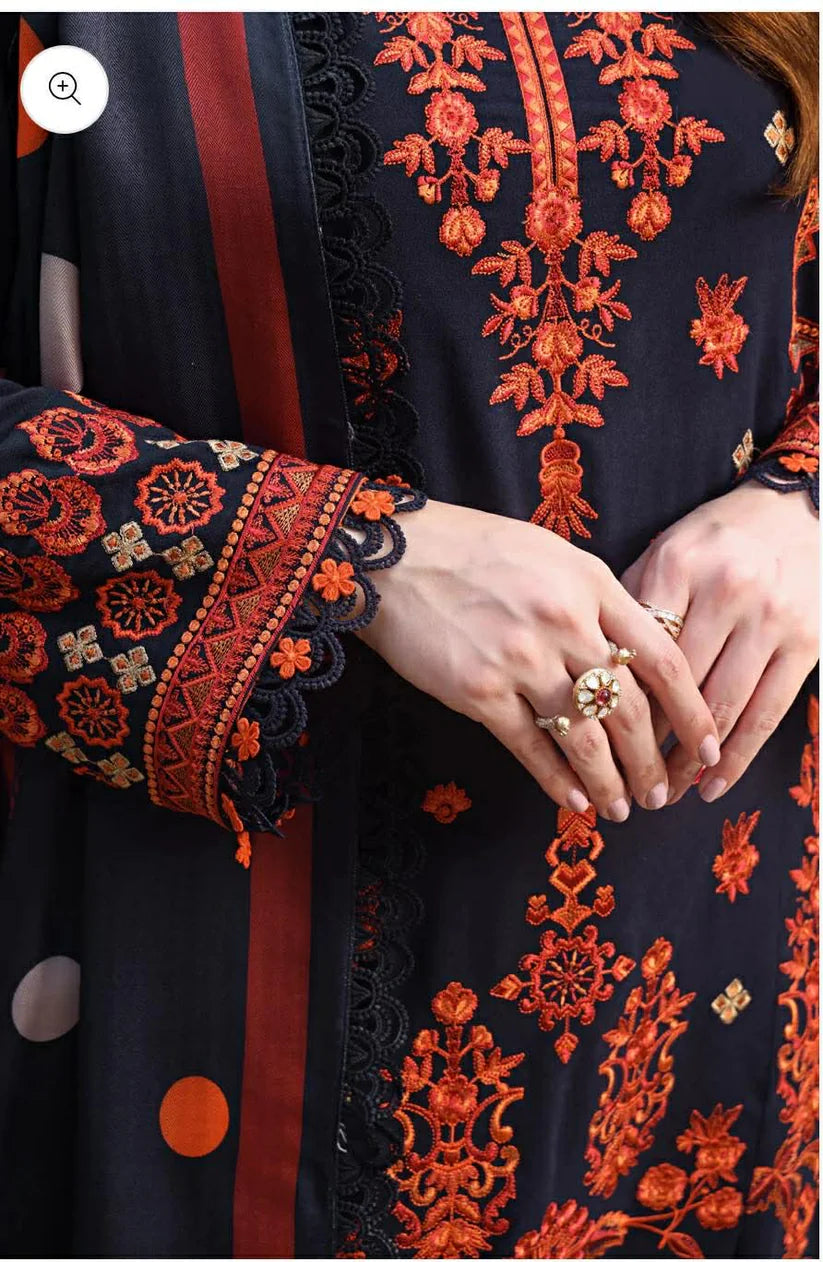 03-Piece Khaddar Suit With Thread Embroidery - Ready To Wear