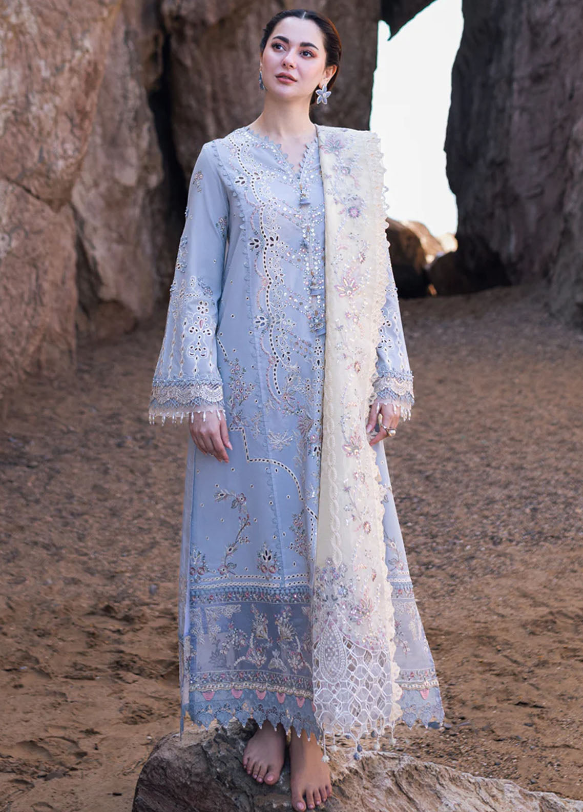 3 Piece Stitched Lawn Suit - Ready To Wear