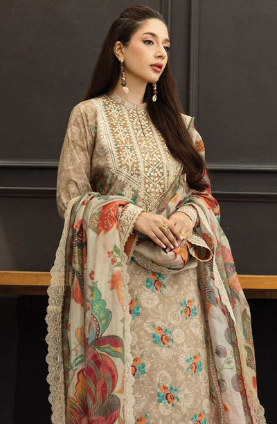 3 Piece Stitched Lawn Embroidery Suit - Ready To Wear