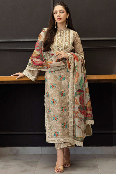 3 Piece Stitched Lawn Embroidery Suit - Ready To Wear