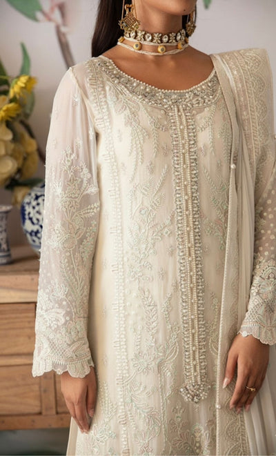 3 Piece Stitched Chiffon Embroidery Suit - Ready To Wear