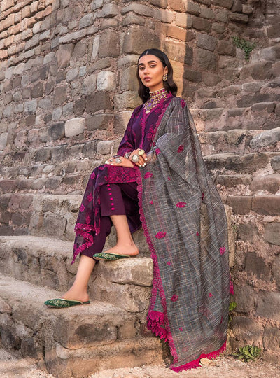03-Piece Lawn Suit With Embroidery - Ready To Wear